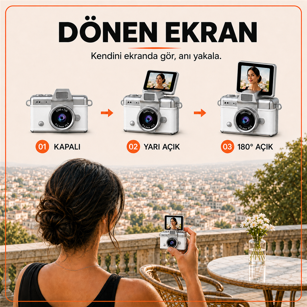 Solvis Mini Dijital Kamera – Retro Tasarım, HD Video ve Selfie