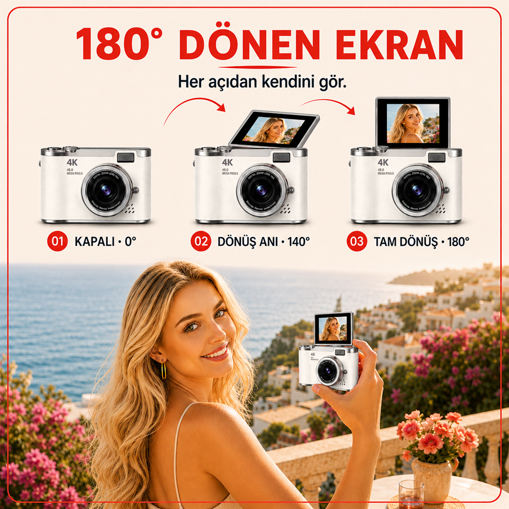 Solvis 4K Retro Dijital Fotoğraf Makinesi