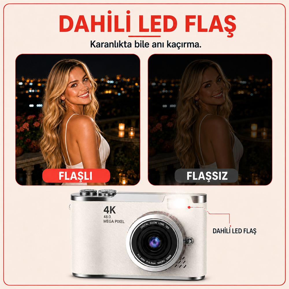 Solvis 4K Retro Dijital Fotoğraf Makinesi