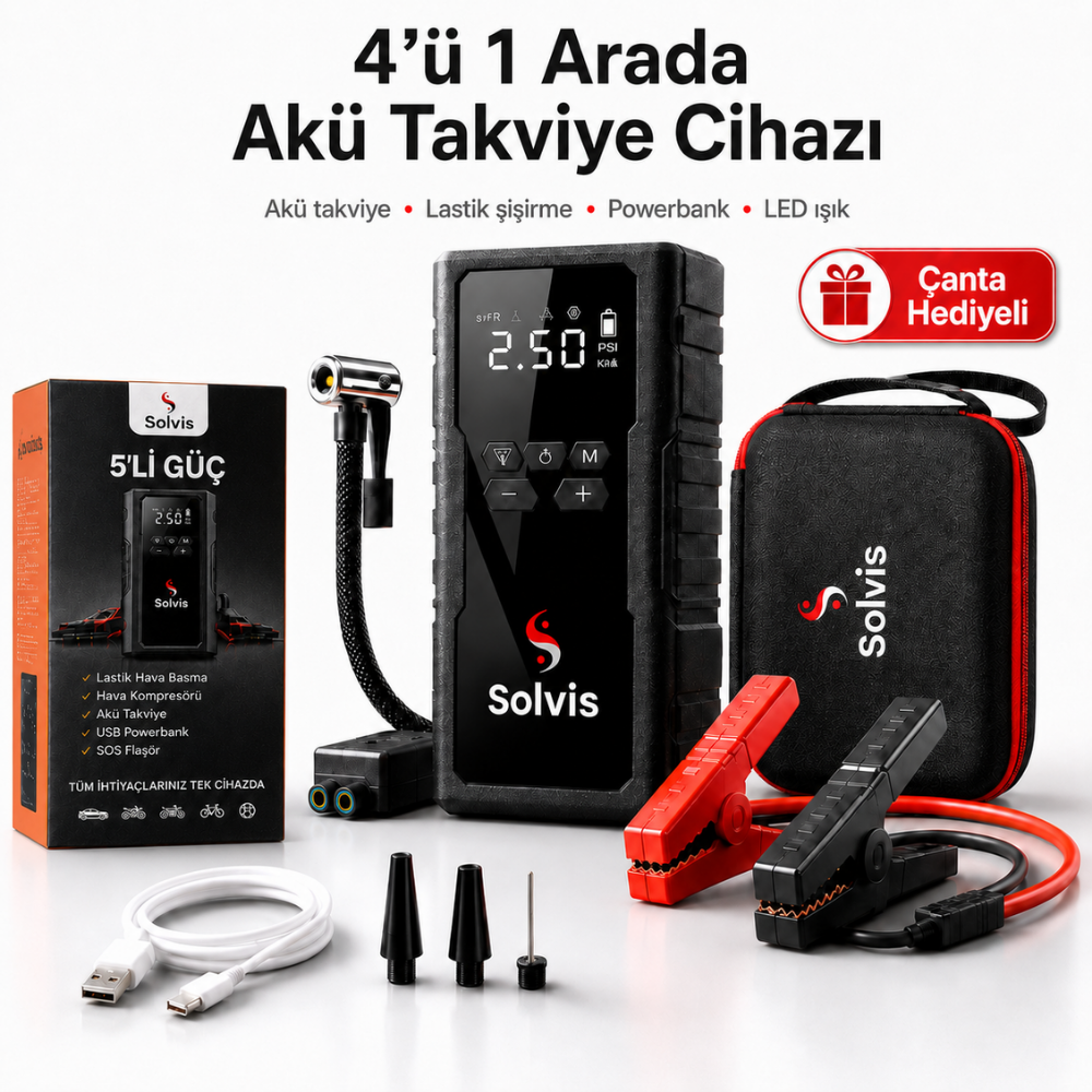 Solvis 4'ü 1 Arada Siyah Akü Takviye Cihazı