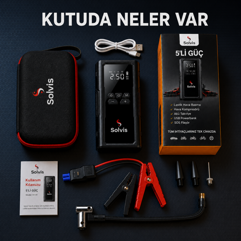 Solvis 4'ü 1 Arada Siyah Akü Takviye Cihazı