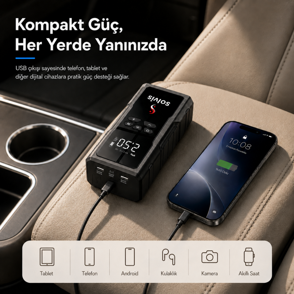 Solvis 4'ü 1 Arada Siyah Akü Takviye Cihazı